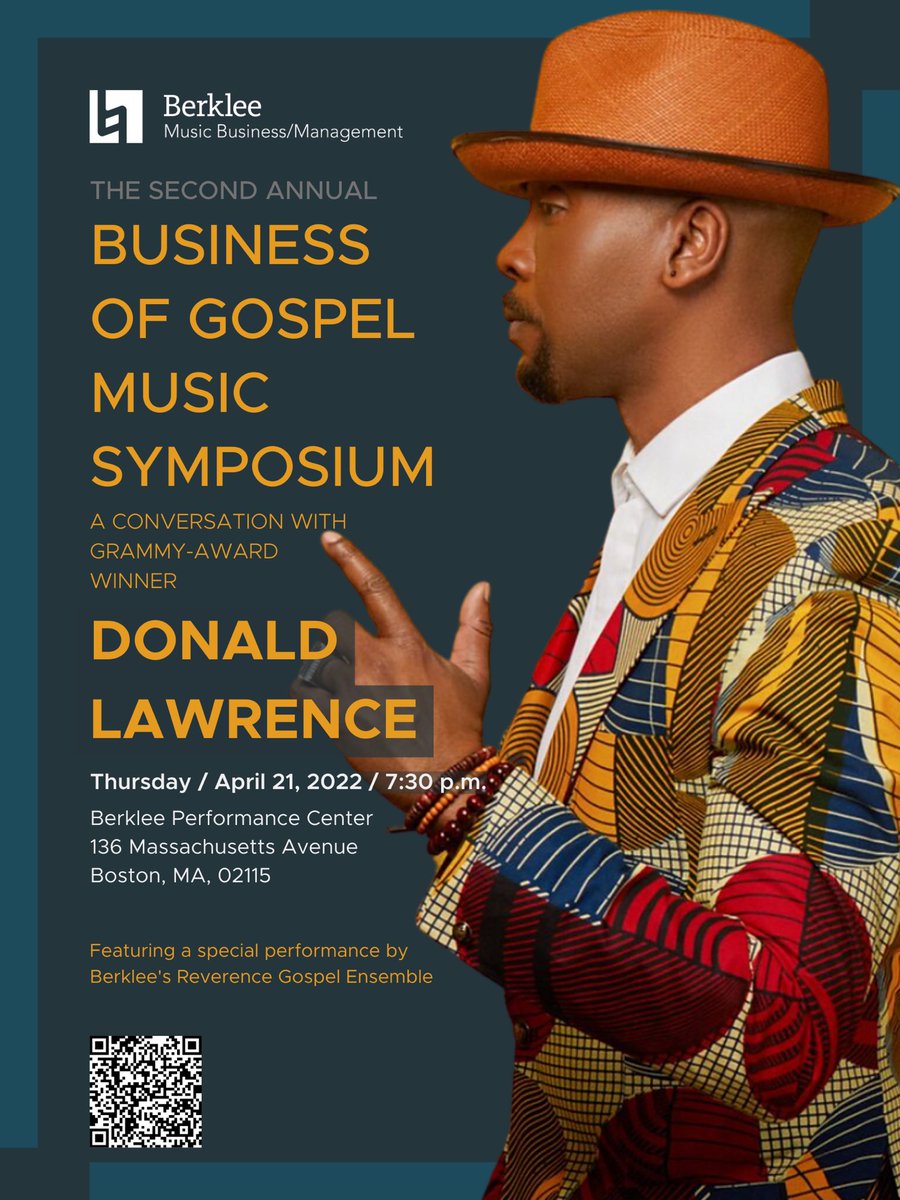 Check out our upcoming event!
The MB/M department will be holding The Second Annual Business of Gospel Music Symposium on April 21st with the Grammy-Award Winner <a href="/DonaldLawrence/">Donald Lawrence</a> 
GET YOUR TICKETS:berklee.edu/BPC/events/the…