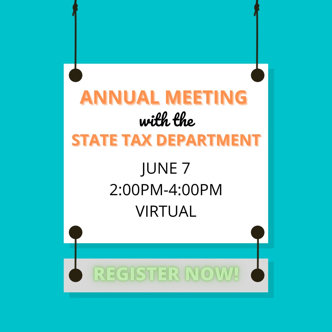 WVSCPA's tweet photo. It's not too early to register for the Annual Meeting with the State Tax Department! This is event is F-R-E-E for members and 2 hrs. of CPE. All details at https://t.co/D2BRyuL89H. https://t.co/6gJd4CgAR8