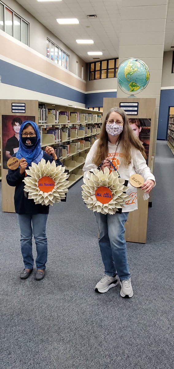BHS_Broncos's tweet photo. We are happy to celebrate our school librarians Mrs. Ellis and Mrs. Hossain. Thank you for being of service to our staff and students. YALL ARE THE BEST!!!!!!!!!!!!!!!!!! https://t.co/nh1R2JHr5a