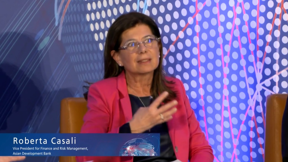 TheCityUK's tweet photo. @City_McGuinness @ADB_HQ @InvescoEMEA @OECD @michaelawright4 @HSBC_UK Roberta Casali, @ADB_HQ, says the Asia Pacific region is not on track for any of the 17 climate goals, yet it is one of the regions most impacted by climate change. A huge amount of investment is needed. https://t.co/Q6bDWYHAl9