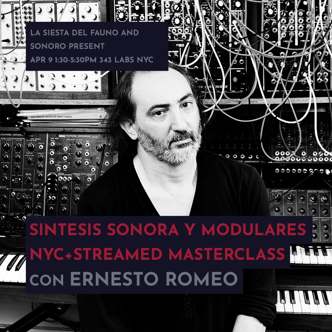 343ProSessions's tweet photo. This Saturday, April 9 from 1:30 to 5:30pm EST in NYC there will be a unique Pro Session with Ernesto Romeo in Spanish only.

Esta clase magistral se llevará a cabo en 343 Labs en Nueva York en colaboración con Sonoro &amp; La Siesta del Fauno.

https://t.co/DP4t8eYk2O https://t.co/PFaFU31Sdg