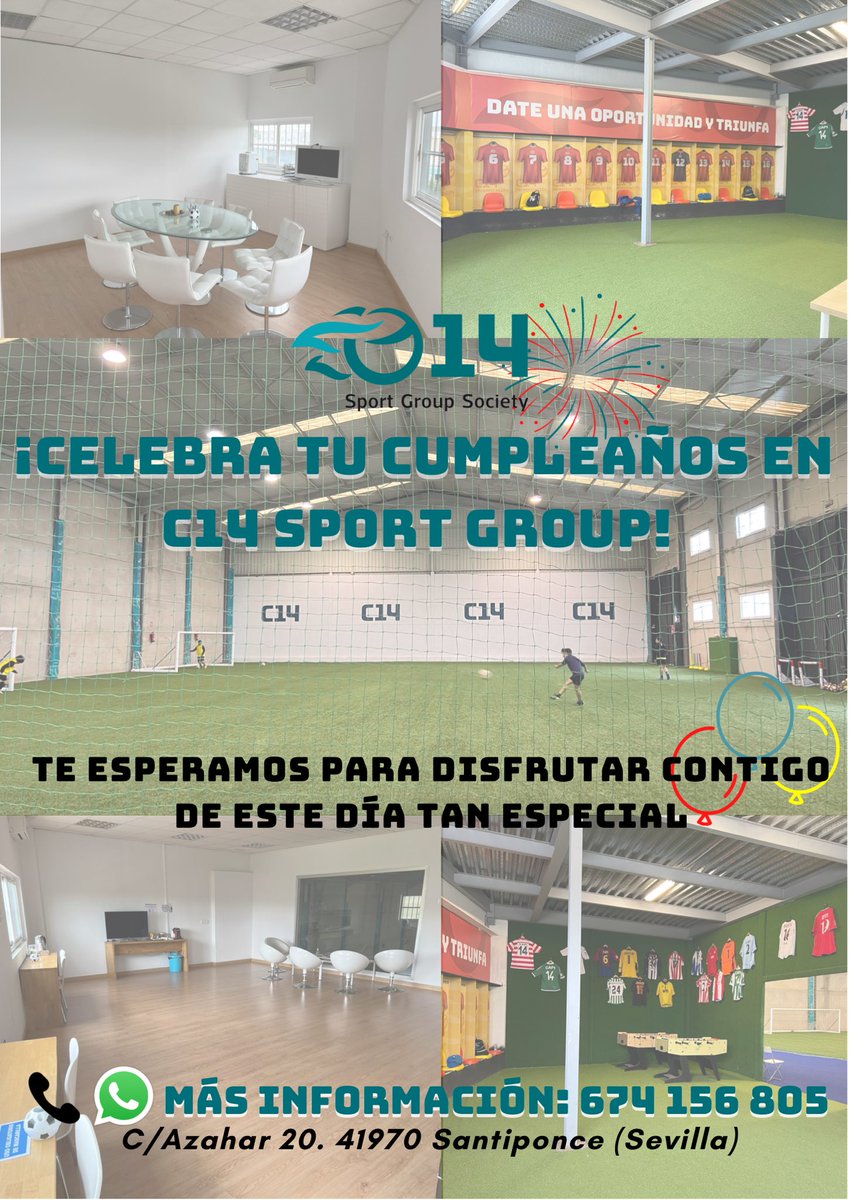 C14SportGroup's tweet photo. 🎉CELEBRA TU CUMPLEAÑOS EN C14 SPORT GROUP 🎉
Por fin os podemos contar que podréis celebrar vuestro cumpleaños en nuestras instalaciones, para más información podéis contactarnos al teléfono 674 156 805 mediante 📞📲 whatsapp. https://t.co/fiMpS7banI