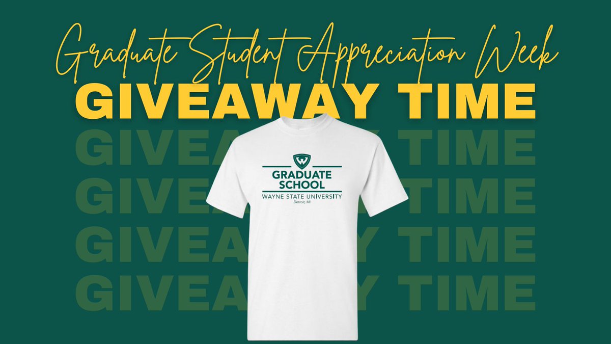 WayneGradSchool's tweet photo. It's the last day of t-shirt giveaways! Have you gotten yours? Another round starts now: https://t.co/qfVWhFICcj #WSUGradWeek https://t.co/sF30cLqS5W