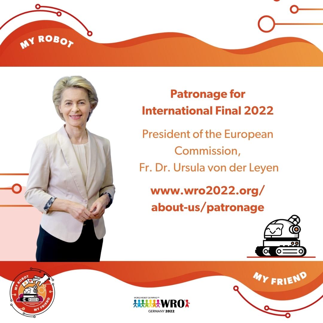 #News 

We are very happy to announce that the patronage for international final 2022 will be taken over by the President of the European Commission, Dr. Ursula von der Leyen. Read more wro2022.org/about-us/patro…

#myrobotmyfriend #worldrobotolympiad #WRO2022Germany