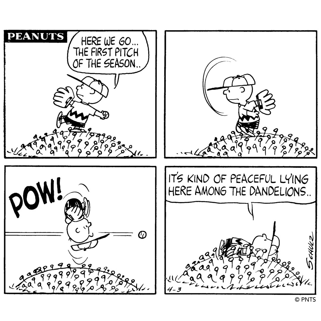 ⚾The 2022 Major League Baseball (<a href="/MLB/">MLB</a>) season begins today! Which team are you rooting for? 

This Peanuts comic strip was first published on April 3, 1965.