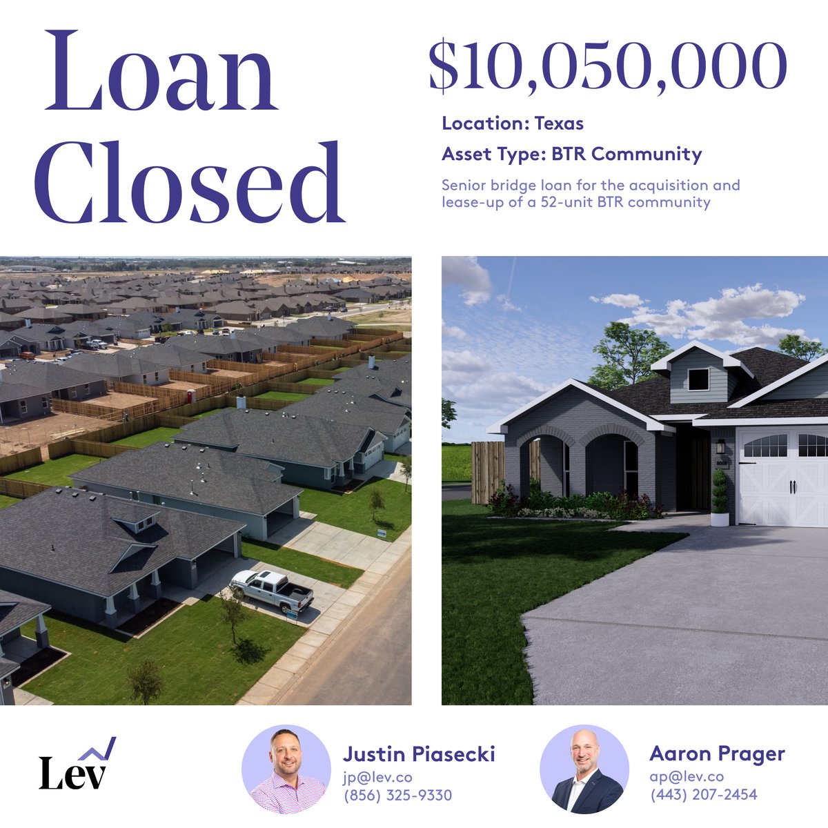 levsoftware's tweet photo. Lev closed out an active March in the SFR and BTR space with Justin Piasecki and Aaron Prager securing a senior bridge loan for the acquisition and lease-up of a 52 unit BTR community in Texas!
#sfr #btr #sfrfinancing #btrfinancing #crefinancing https://t.co/CugGuVEyw9