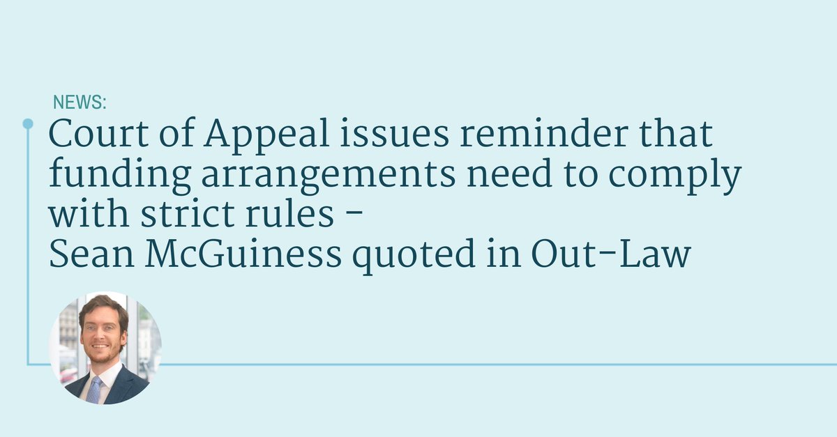 Augustafinance's tweet photo. Sean McGuiness recently contributed to Out-Law by
@Pinsent_Masons.
Click this link to find out more: https://t.co/xucitLSqet
#litigationfinance #litigationfunding #litigation #CFO #FD #finance #DBA #DBAs #courtofappeal #CFA #CFAs #pinsentmasons https://t.co/qZi5nFh0EG