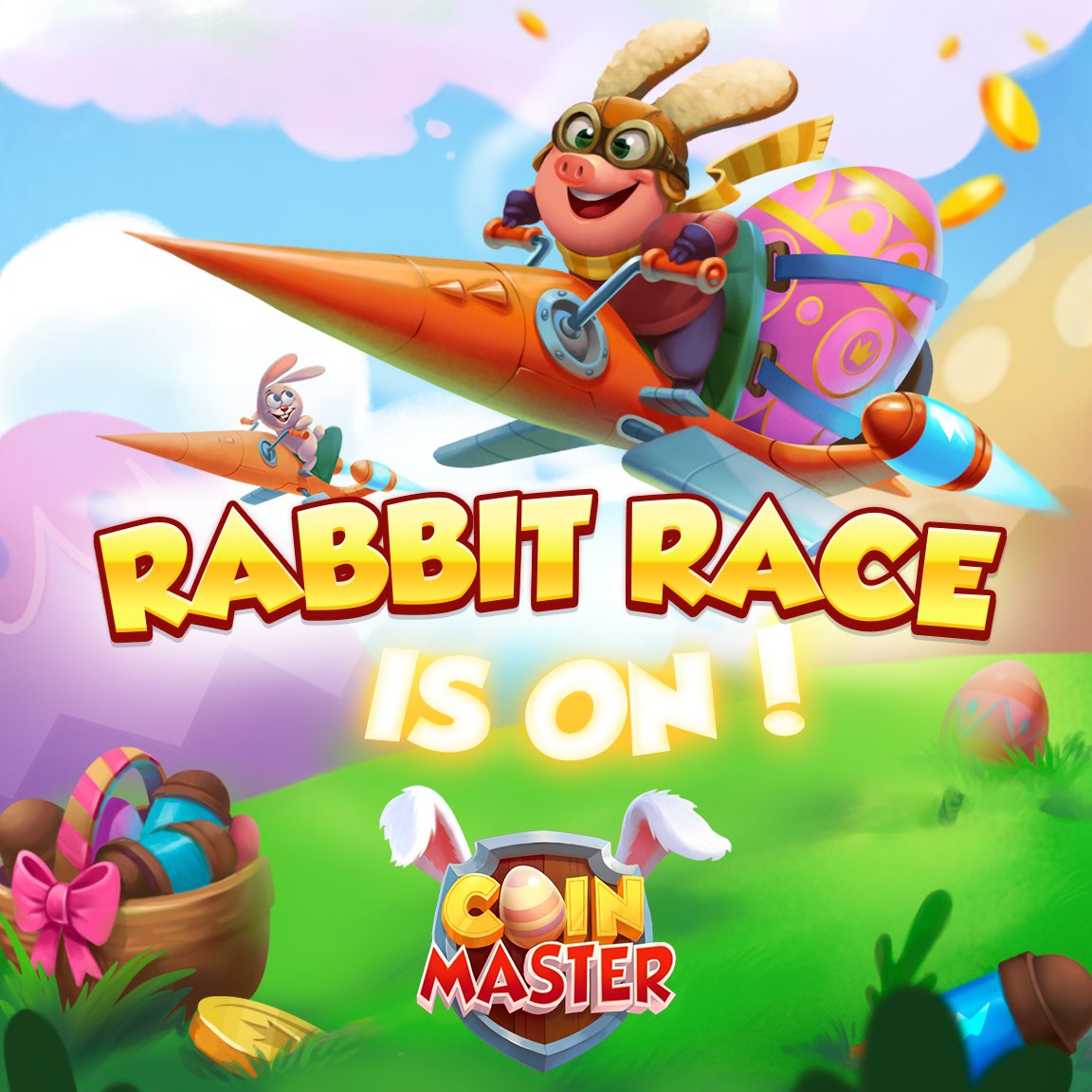 CoinMasterGame's tweet photo. 𝐑𝐚𝐛𝐛𝐢𝐭 𝐑𝐚𝐜𝐞 🐰 𝐢𝐬 𝐎𝐍!! 😍 

#RETWEET for the chance to 𝗪𝗜𝗡 𝟳𝟬𝟬 𝘀𝗽𝗶𝗻𝘀 &amp; 𝗣𝗲𝘁 𝗫𝗣
.
Let's Race! --> https://t.co/S8gmNnzGF0 https://t.co/AzhJo0Vti8