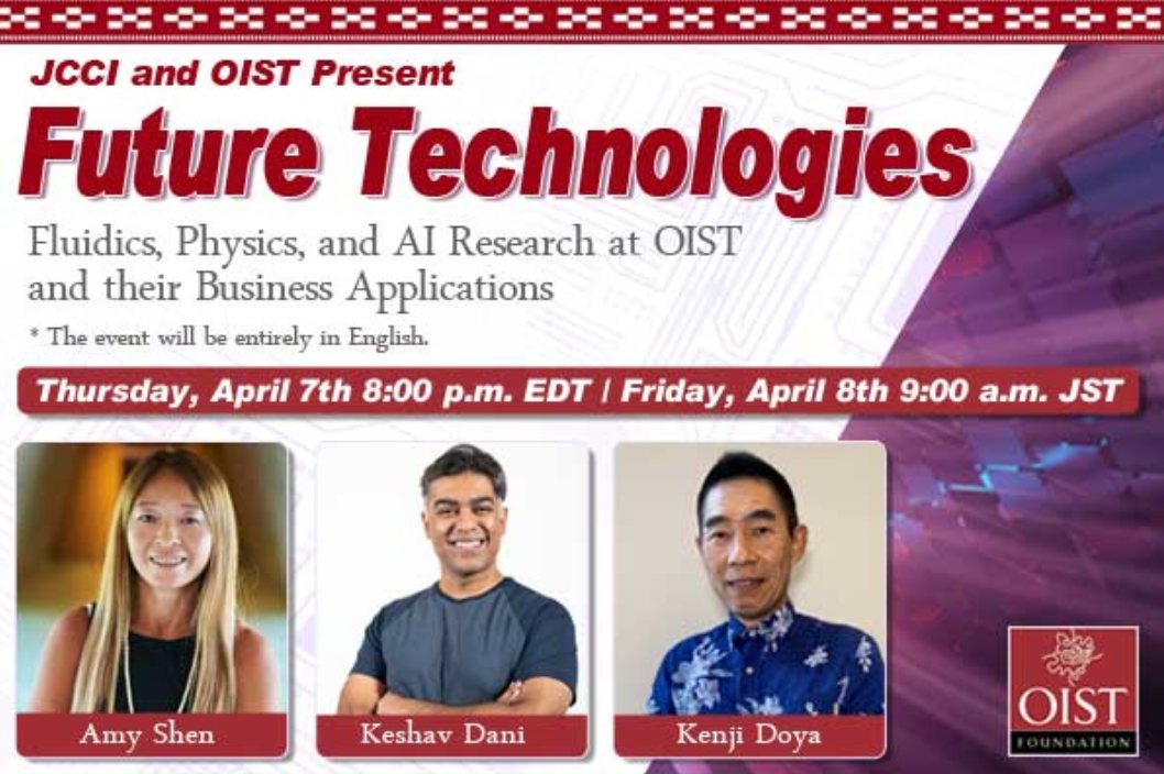 OISTFoundation's tweet photo. TODAY❗ We're partnering with the Japanese Chamber of Commerce and Industry of New York for a webinar introducing @OISTedu faculty members' #research and #technologies to #business leaders. 
👉https://t.co/5gqbETNdLO

#commerce #USJapan #science #webinar #NY #Japan #Okinawa https://t.co/MbldqqWLMf