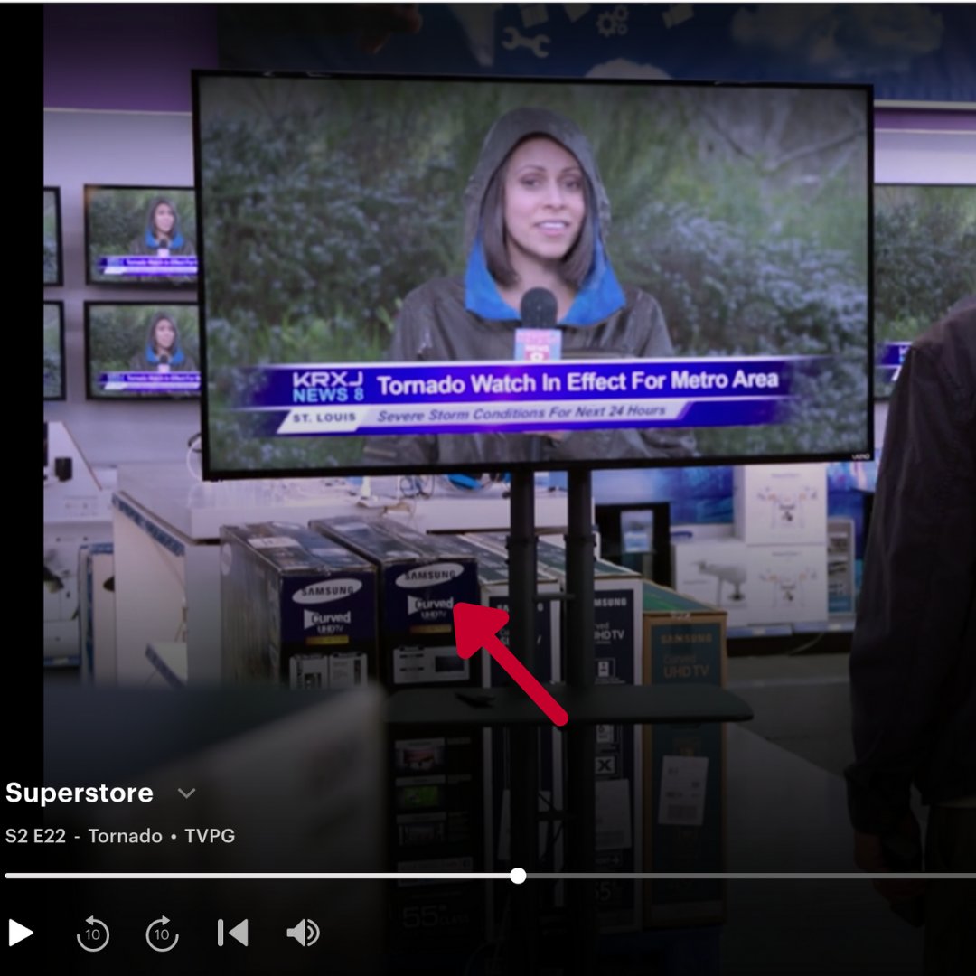 CountyTVCT's tweet photo. 👀We spy Samsung TVs in season 2 of Superstore! Where have you seen County TV brands in media? 

#superstore #countytvinmedia https://t.co/FmBFzucjRY