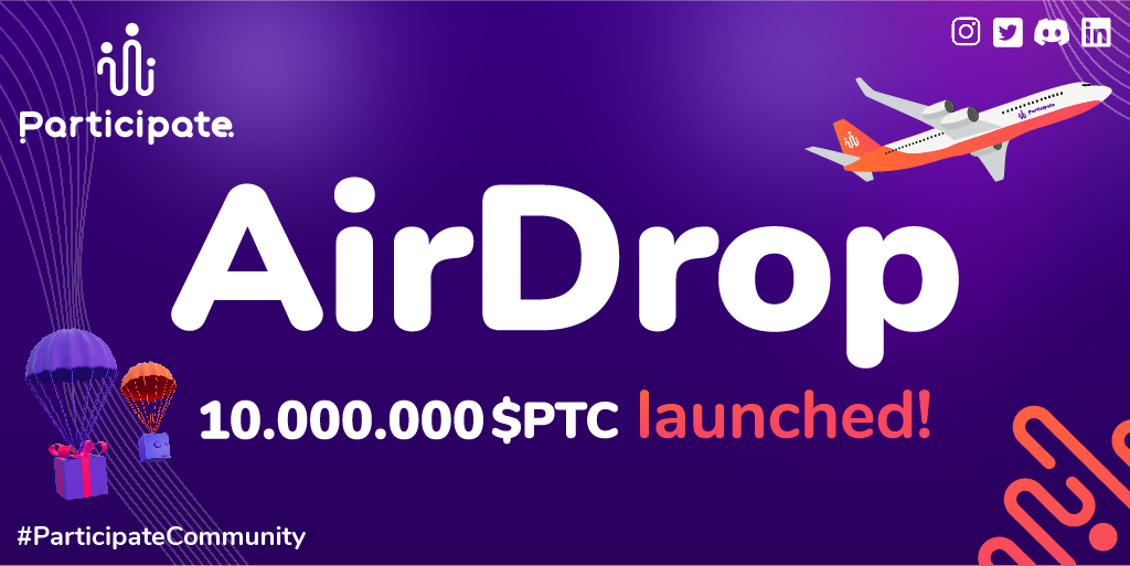 10 millions $PTC in #Airdrop!
To get yours, accomplish the task below:

1. RT &amp; tag friends
2. Complete the task on Telegram:
t.me/ParticipateAir…