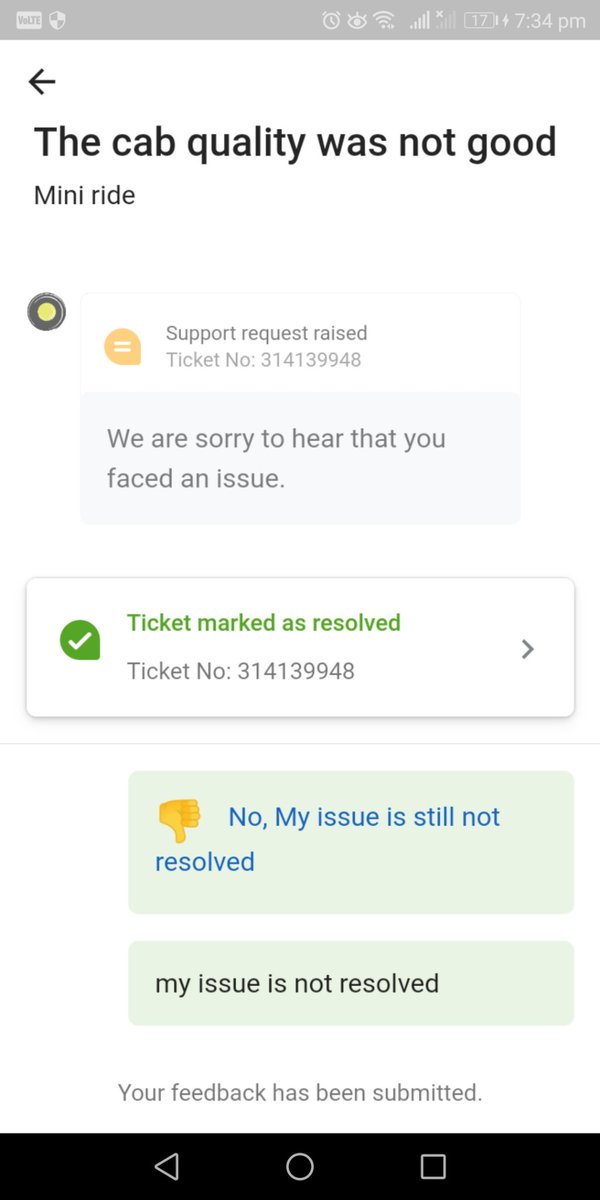 mayank1991999's tweet photo. @ola_supports @RAHULSHUKLA2009 Same thing happened with me I raised the complain twice and it was closed immediately without escalating the issue with the driver. I had to sit in a non AC cab for the whole journey. https://t.co/rJDQsZiDM2