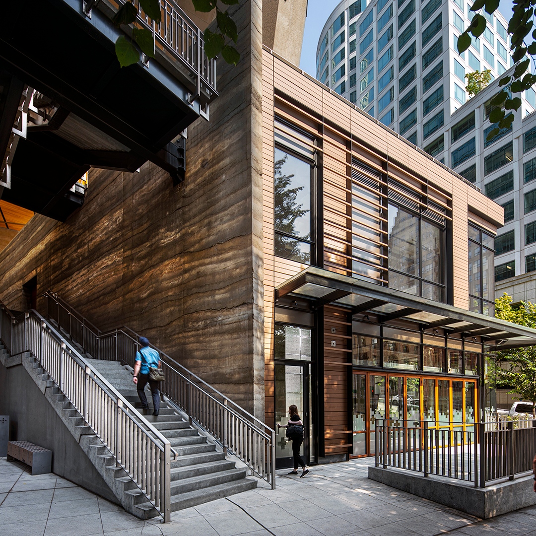 Spanning the 3-level 2+U Urban Village, a #GeoWall is the first in #Seattle and one of the largest of its kind in the world. Made from local soils, the 220-foot long GeoWall curves through the Urban Village, starting at 2 feet and ending at 30 feet.⁠

l8r.it/6gJW