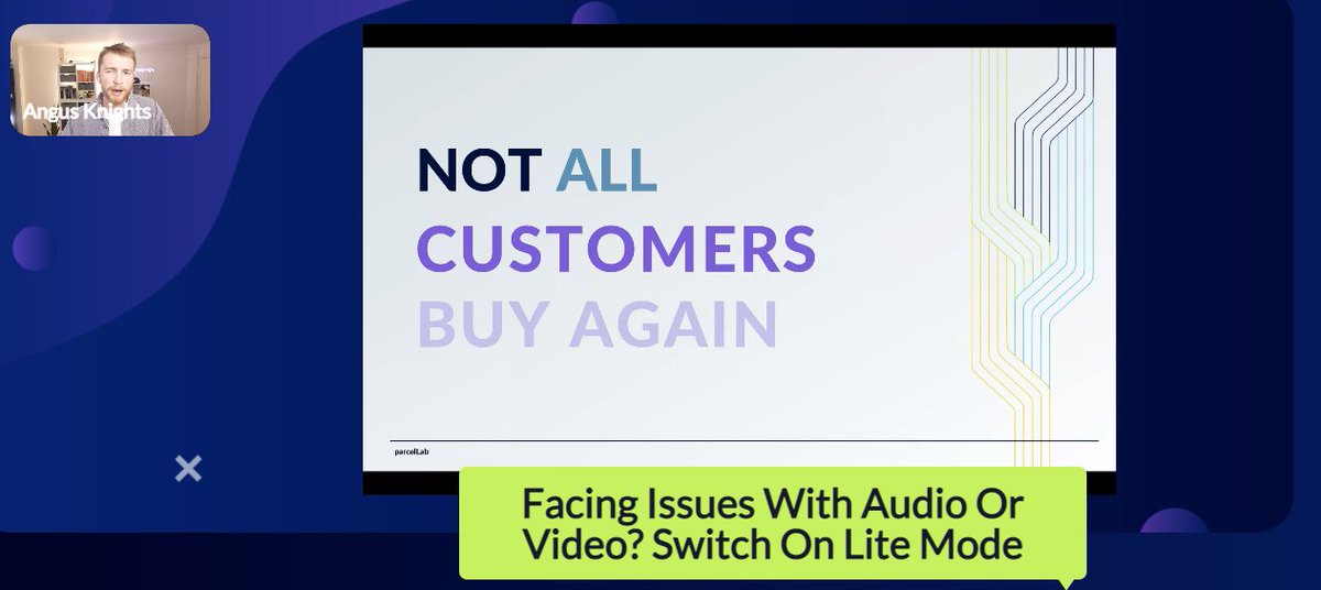 parcellab_en's tweet image. &quot;Metrics are a quantitative measurement of how customers are feeling... 79% of customers are 1st time buyers, 13% are second-time buyers... the vast majority of customers are buying from you for the first time&quot;, says Angus #OXM #OperationsExperienceManagement