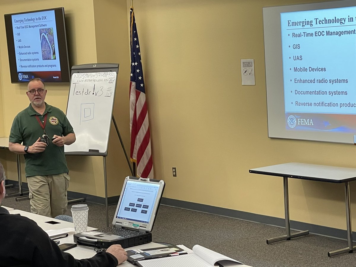 Day four of the EOC Support Academy - started with two stars from Maryland Department of Emergency Management- MDEM, Sara Bender and Nora Lagola - public assistance and recovery.  Everyone knows Charlie Summers - he’s teaching EOC Design.  State of a great day!!!