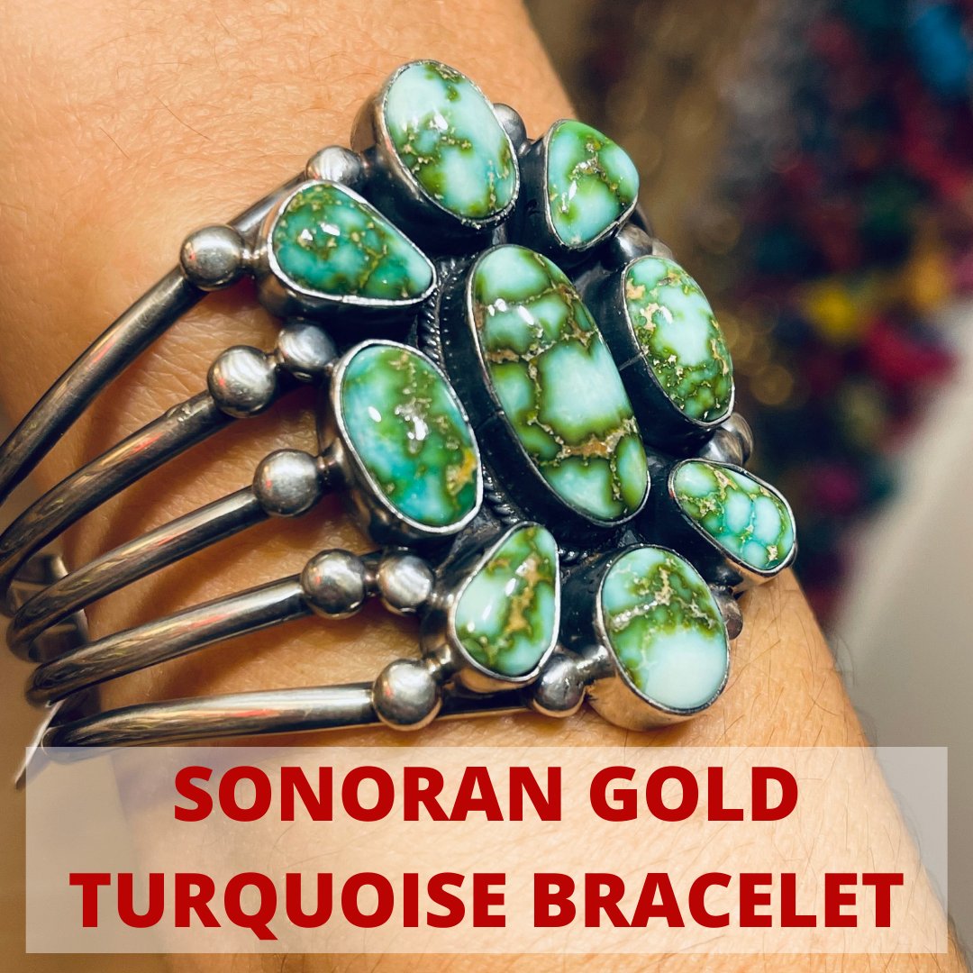 floatingL's tweet image. SONORAN GOLD TURQUOISE BRACELET
Sonoran Gold turquoise cuff bracelet. Handcrafted Native American sterling silver with the highest quality Sonoran gold turquoise. 

One of a kind hand made jewelry at Floating Lotus 🙏 size 2.5” to 3.5” adjustable. 

bit.ly/3tJFXeq