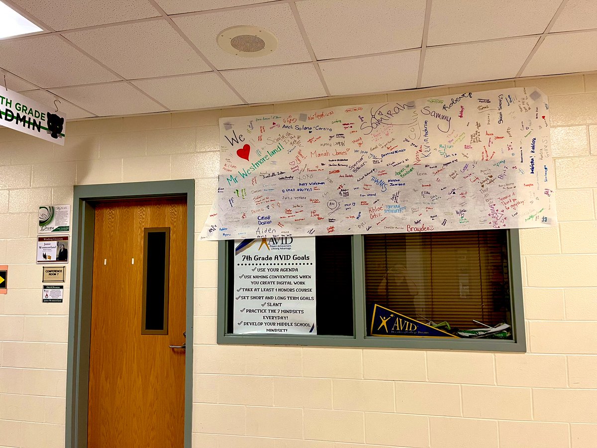 MsRomanchek's tweet photo. Happy National Assistant Principal Appreciation Week to the one and only @jwestmor8! 7th Grade ❤️’s ya! Thanks to the whole hallway for making this happen! @QuintersKMM @MrKauffmanMath @SchuldesScience @Gatsbyamt @mrshillsc @tlcsbb @MedPro21 https://t.co/VL5fHeZL5c
