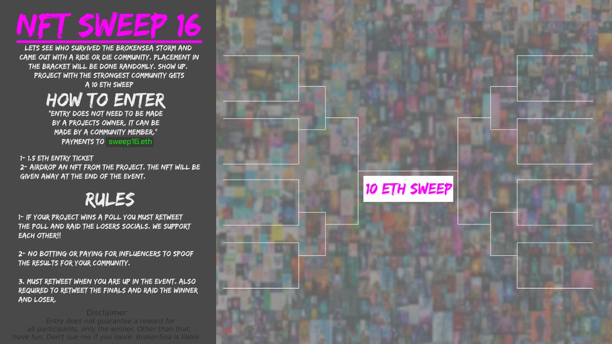 evolvenow_base's tweet photo. #sweep16 Been keeping this in the back pocket for a while, who's #NFTCommmunity is the strongest. DM for entry questions. Tag the projects you want in this competition. Let's get #sweep16 trending. 

The winning project gets a 10 ETH sweep!!! https://t.co/XFsOGb40Y0