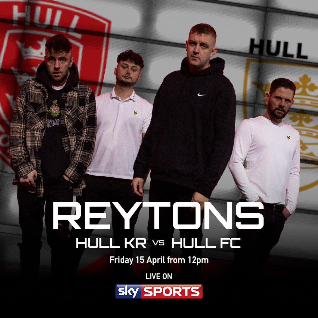 LIVE ON SKY SPORTS!!! We'll be performing live on @SkySports next Friday at Craven Park as @hullkrofficial take on @hullfcofficial in one of the biggest games of the Ruby League Season!! Tune in and join us live from 12pm... #AllReytons