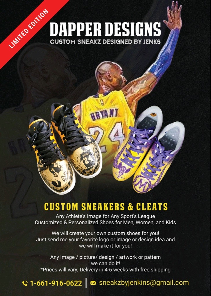 CourtsideFan's tweet photo. @uninterrupted @1GunnaGunna @RickRoss @_ajawilson22 @SteveStoute @KingJames Check out these customized sneakz and cleats in honor of Kobe Bryant!! Working on one for @KingJames now. Will share when done! https://t.co/kT2mzajavk