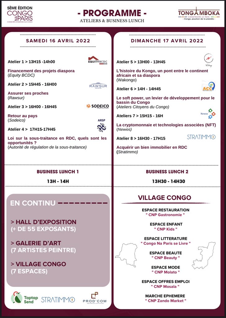 africadiginews's tweet photo. 🔴 Programmme officiel de la 5ème édition de Congo Na Paris

#CongoDigital / @congonaparis 🔥🔥🔥🔥

@lucMissidimbazi @bit_georges @Gael34 @noelkarl2009 @NoelTshiani https://t.co/0l6bmjppHb