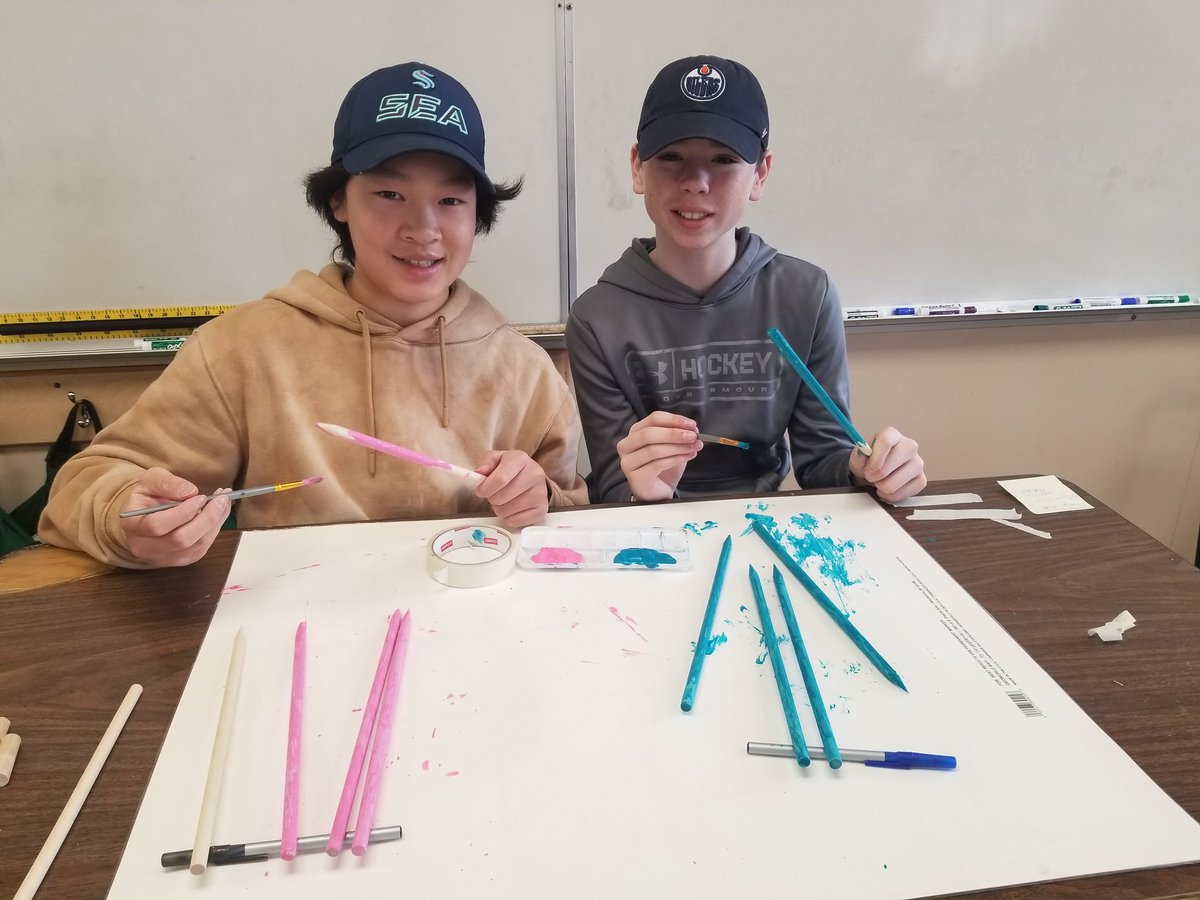 SD27_ADST's tweet photo. Carving and decorating Lahal sticks with @flmccoubrey and her class! I am very excited to learn to play next week! https://t.co/fm7BX4deyb