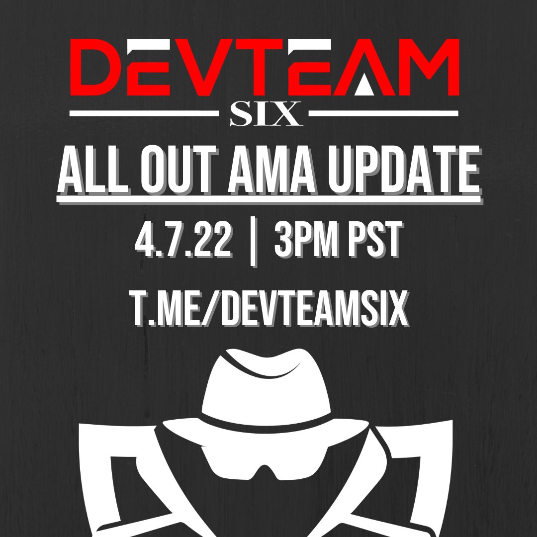 Looking for your #DevTeamSix Update, well look no more!

We'll be coming to you live on #Telegram for an All-Out #AMA at 3PM PST!🔥

📲T.Me/DevTeamSix

#MiniDOGE #MoonForce #SymBull #PYE #PYESwap #Binance #Crypto #BSC #BNB #Cryptocurrency