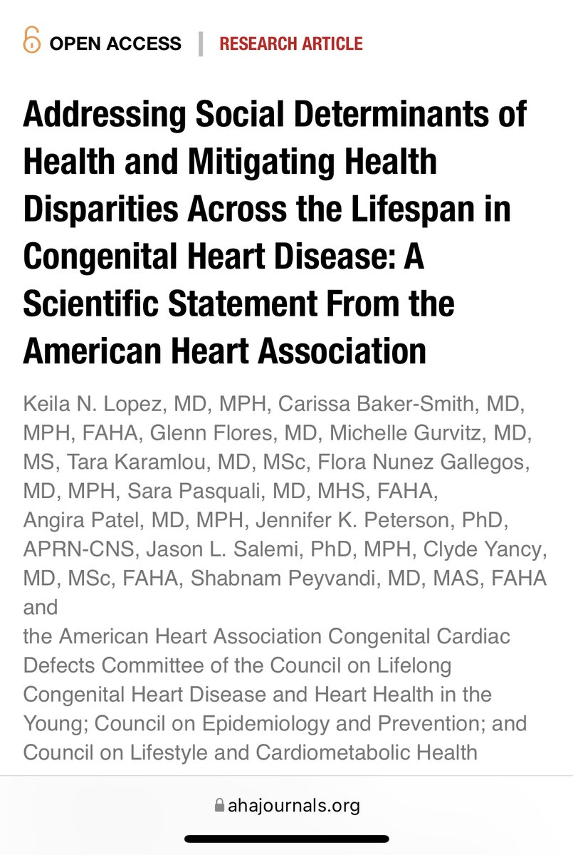 Shab Peyvandi (@shabpeyvandi) on Twitter photo Very happy to be part of this amazing group to publish this important <a href="/American_Heart/">American Heart Association</a> statement on #SDOH in #CHD. <a href="/UCSFChildrens/">UCSF Benioff SF</a> <a href="/UCSFPediatrics/">UCSF Pediatrics</a>
Thank you to all the co-authors! x.com/DrKeilaLopez/s… Very happy to be part of this amazing group to publish this important <a href="/American_Heart/">American Heart Association</a> statement on #SDOH in #CHD. <a href="/UCSFChildrens/">UCSF Benioff SF</a> <a href="/UCSFPediatrics/">UCSF Pediatrics</a>
Thank you to all the co-authors! x.com/DrKeilaLopez/s…