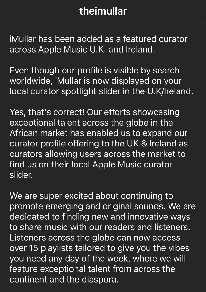 hyperactive_gh's tweet photo. 🎧MUSIC: “We will be your best alternative playlist, bringing you music the U.K has never heard before…” — @MaxwellAdjavon
@TheiMullar x @AppleMusic🇬🇧🇮🇪!
#hcUpdates https://t.co/RThvMq9l7f