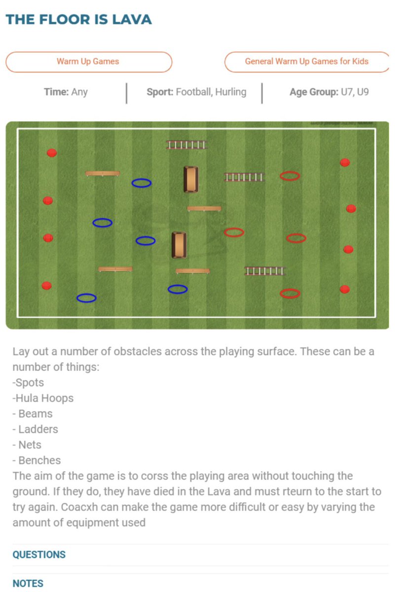 GaelicSense's tweet photo. Warm up game for our U-7 football session. 1. Play it for fun. 2. Put a couple of moving obstacles in (coaches 😉) = more fun 3. Ask players can we make it a football game.🤞🤞Bouncing a ball etc !! Easily adaptable to hurling. Think dribbling the ball etc @GAAmeCoaching https://t.co/Mqfd9i4aHu