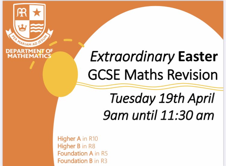 SMC_Maths's tweet photo. Reminder of the Maths Easter Hols revision for Year 11 students @SMCHull @SMC_2022Grads https://t.co/T4OzTVLkWm