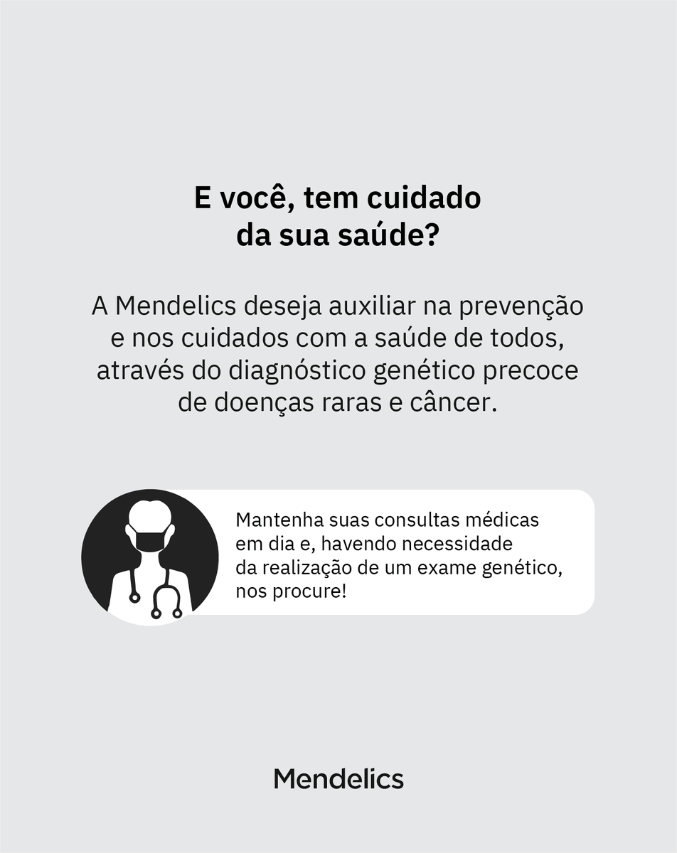 mendelics's tweet photo. #DiaMundialDaSaúde | Como você tem cuidado da sua saúde? 
A Mendelics deseja auxiliar na prevenção e nos cuidados com a saúde, através do diagnóstico genético precoce de doenças raras e câncer. 
Acesse nosso site e saiba mais! https://t.co/p3xGuI4w49  
Consulte sempre um médico https://t.co/Tt1cPFT9FG