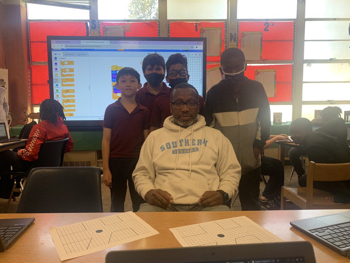 We may have some future candidates for College of Engineering and @southernu_br. These young men tackled the challenge and completed their robot simulation project in @scratchteam.  #coding #robotics #stem @ebrpschools #SU4L