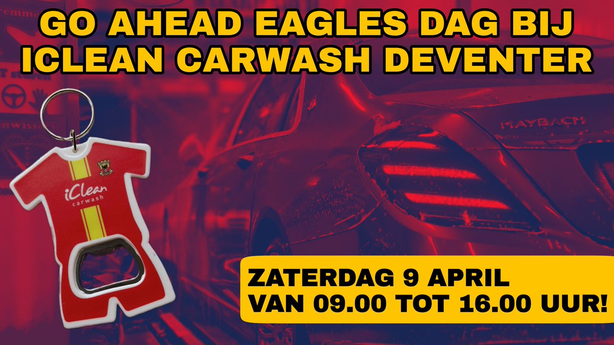 ❤️💛 | 𝗚𝗼 𝗔𝗵𝗲𝗮𝗱 𝗘𝗮𝗴𝗹𝗲𝘀 𝗱𝗮𝗴 𝗯𝗶𝗷 𝗶𝗖𝗹𝗲𝗮𝗻! 💦🚘

Het wasprogramma Platina krijgt u van €19,- voor €15,-. Maar dat is niet alles! Daarvoor krijgt u allereerst een lekkere snack van Westrik Snacks, een lekker geurtje (t.w.v. €4,95) en een unieke bieropener!