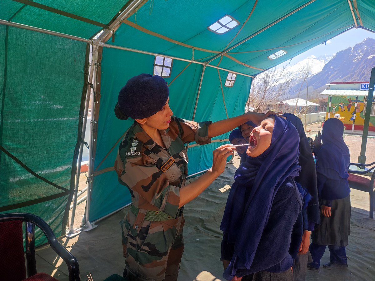 PRODefSrinagar's tweet photo. #WorldHealthDay2022 Forever in Operations Division conducted lecture on Health & Hygiene at #womenempowerment Centre #Khumbathang Lecture and medical check-up for students at Army Goodwill School #Farona #IndianArmyPeoplesArmy @firefurycorps @DIPR_Leh @ddnewsladakh @prasarbharti https://t.co/efIyGXovPl
