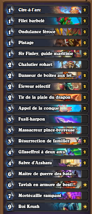 CodeCody2's tweet photo. Le HUNT OTKRUSH Naga ! (v94)

Objectif simple, invoquer Krush grâce aux Sabres d'Azshara puis le rez et SMOrc.

La combo classique : (32 dégâts) 
 Glissefroi le tour précédent, Réssurection, (pièces), Battlemaser https://t.co/KbqWq68551