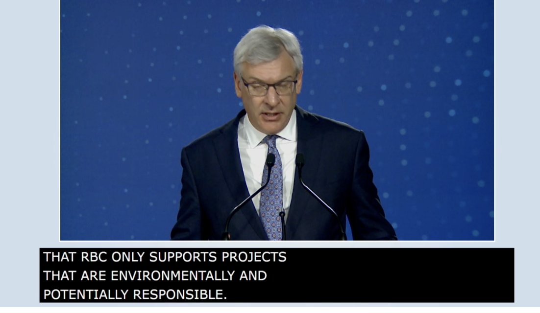 Why is <a href="/RBC/">RBC</a> lying to the Wet'suwet'en hereditary chiefs?

Dave McKay is responding to Chief Gidsaywa question on RBC's financing of CGL, &amp; claiming that it has met the requirements of consent.

This is a lie. Wet'suwet'en Chiefs are clear; this project doesn't have consent.