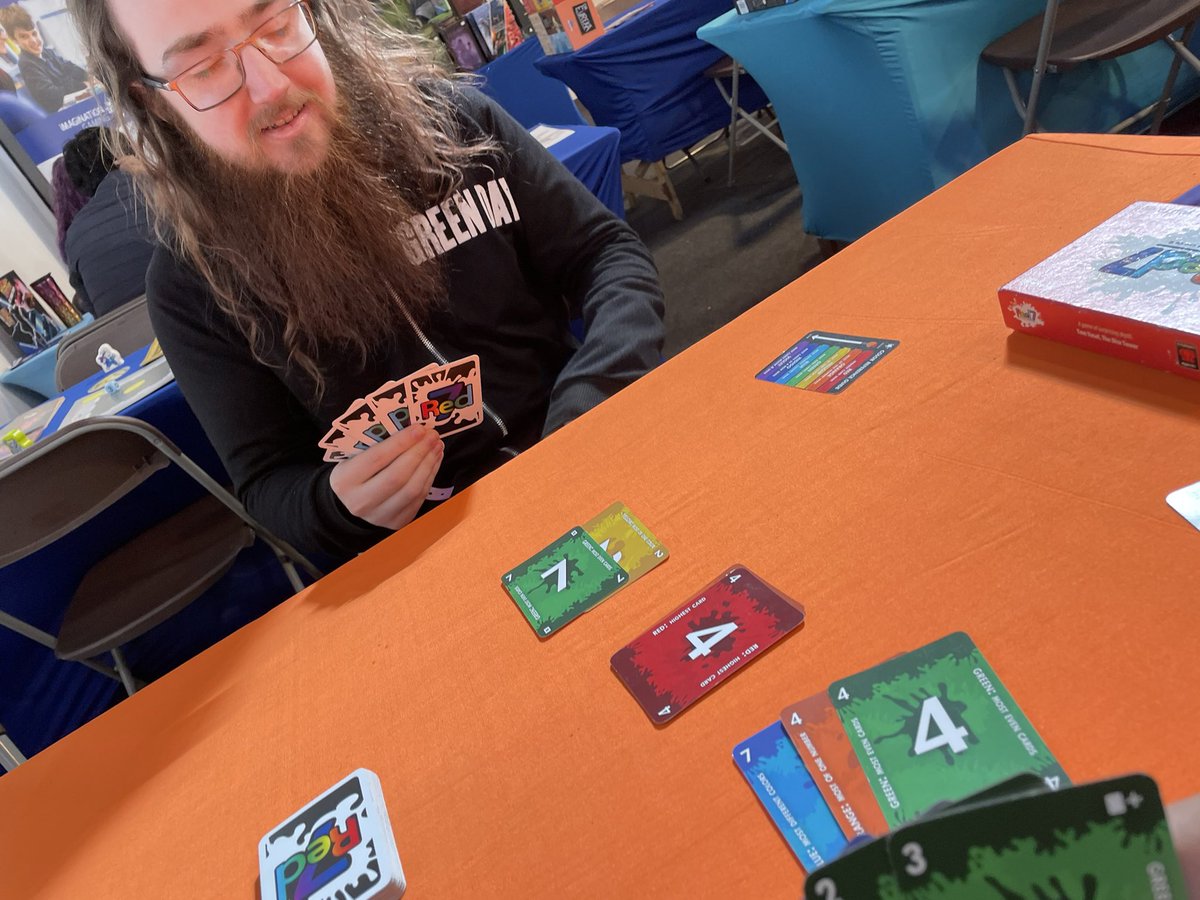 imagigaming's tweet photo. Red 7 a 2-4 player card game … win or you’re out! 
@imagigaming at 
@WASDlive today, tomorrow and Saturday 😊 
Come say hello 👋 
#asmodeeuk https://t.co/6as7uG6r8d