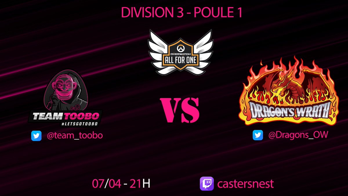 team_toobo's tweet photo. C'est reparti en @PlayAllForOneFR pour nos Toobos ! 

Retrouvez les ce soir pour le premier match de stage 3 face aux @Dragons_OW Warth sur la chaine de @CastersNest 🙈

Venez nombreux les soutenir🙉

#LetsGoToobo🐵

https://t.co/LASDBnSlzS https://t.co/u0a59fsMLY
