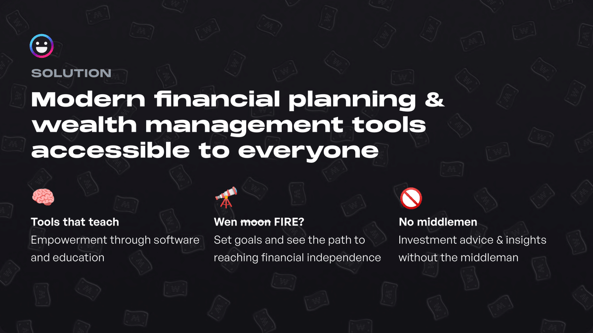 With  @maybe, we're building the tools and insights so you can do it yourself without paying anyone a % of all your assets to run a simple playbook...forever.You'll become financially literate in the process and have control over your wealth for the rest of your life.