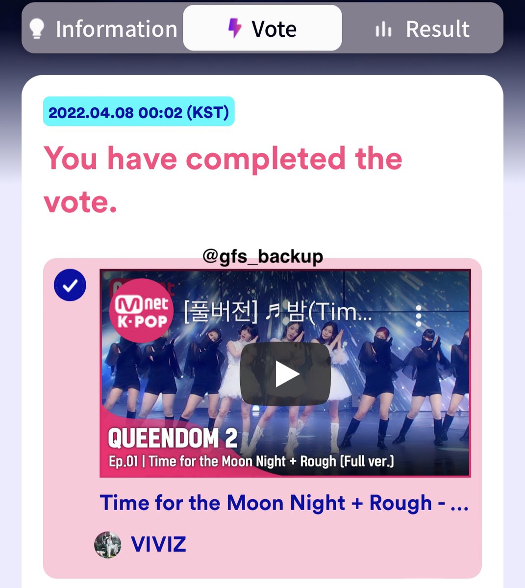 GFS_backup's tweet photo. [VOTE] Queendom 2 Round 1 Fans Choice is now open

Voting Period: April 8, 12AM ~ April 11, 11:59PM

Please follow and refer to @VIVIZQueendomVT for voting strategies

🔗https://t.co/1WB00u9fRW

#여자친구 #GFRIEND #비비지 #VIVIZ @VIVIZ_official https://t.co/3ErR2D9FbP