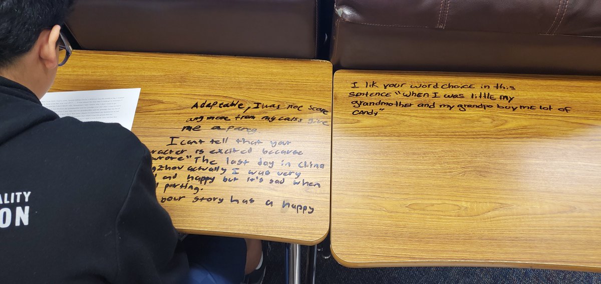 Peer feedback is way more fun when you get to write on tables! #7LJHPride