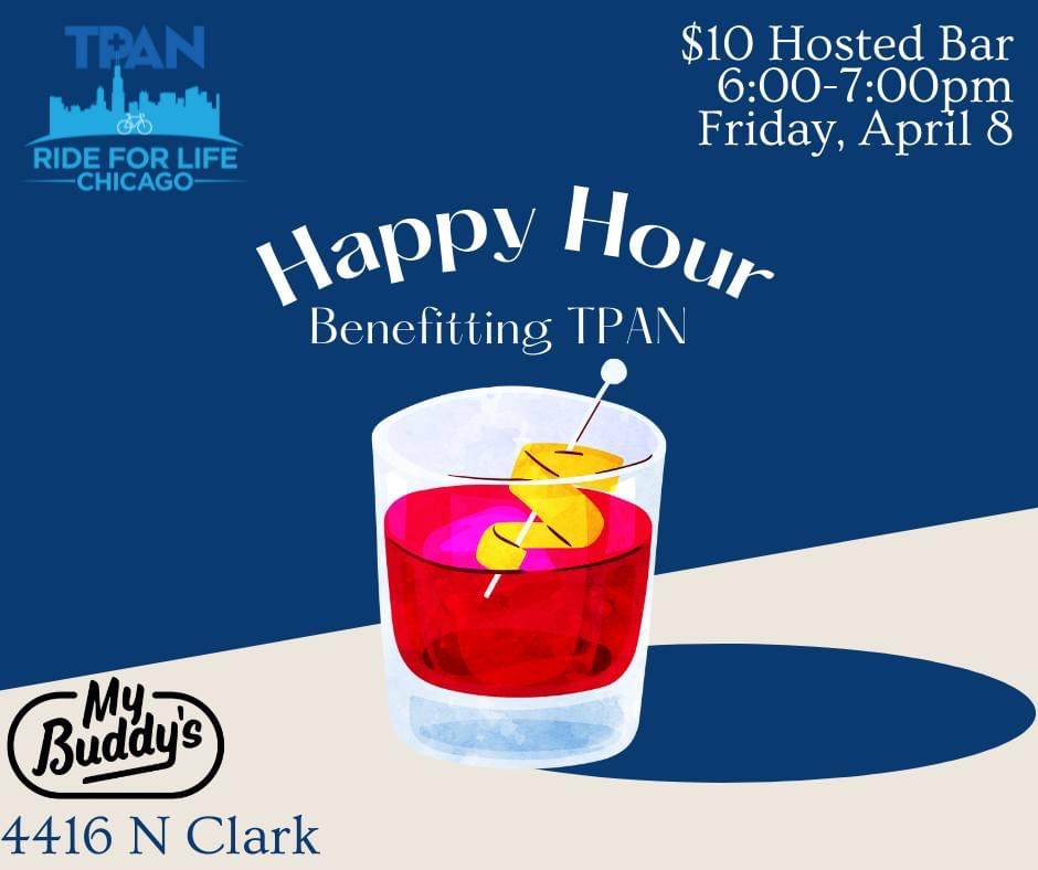 Join us tomorrow for another TPAN Ride for Life Chicago social event! Great drinks + amazing people = FUN!!!  🚴🏽‍♀️