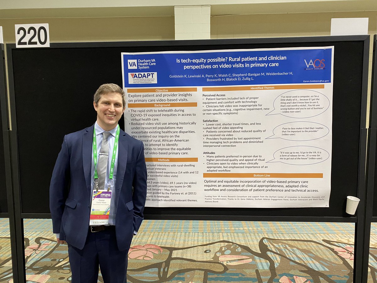 Dr. Connor Walsh: Is tech-equity possible? Rural patient and clinician perspectives on video visits in primary care @vadurham #SGIM22