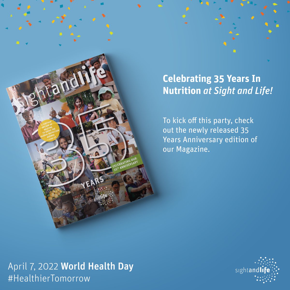 SightandLife's tweet photo. Let the festivities begin!๐ This #WorldHealthDay we're celebrating 3โฃ5โฃYrs of work to end all forms of #Malnutrition! Peruse key #SALmag articles from the past along w/ pragmatic updates in our anniversary edition๐๐ฝ https://t.co/J6G4lqxnEg
#HealthierTomorrow #35YearsInNutrition https://t.co/jDkY6UA14k