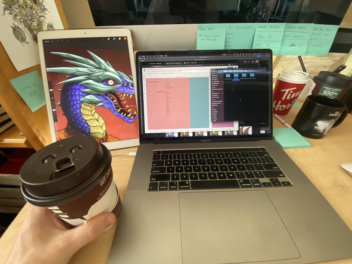 jon_mctavish's tweet photo. GM! On the home stretch! Finishing up all the traits for @11011Dragons  at this point im running on sheer determination… and clearly caffeine. 

#nft #caffeine #gm  #dragons https://t.co/gGRGtNUJia