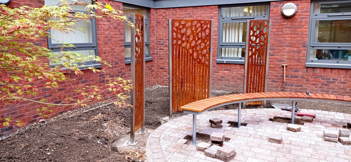 Laura Johnston - Healing Spaces (@lauralightworks) on Twitter photo Critical Care Garden - new bench and screens installed!
Thanks to Architectural Metalworkers Ltd for making and installing these special features designed by @lauralightworks Its really starting to take shape - trees and plants next! <a href="/OurHospCharity/">Our Hospitals Charity - James Cook & Friarage</a> <a href="/SouthTees/">South Tees Hospitals</a> <a href="/WolfsonResearch/">WolfsonResearch</a> Critical Care Garden - new bench and screens installed!
Thanks to Architectural Metalworkers Ltd for making and installing these special features designed by @lauralightworks Its really starting to take shape - trees and plants next! <a href="/OurHospCharity/">Our Hospitals Charity - James Cook & Friarage</a> <a href="/SouthTees/">South Tees Hospitals</a> <a href="/WolfsonResearch/">WolfsonResearch</a>