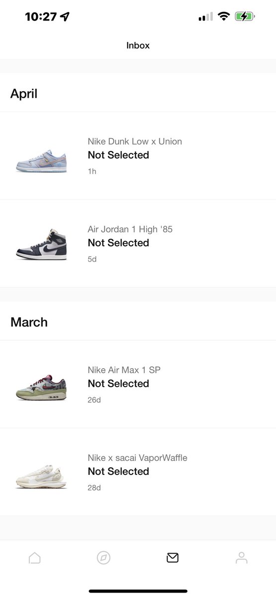 cfwms1969's tweet photo. @SnkrsStock Ditto. Let me not be selected again and I’m done with Nike. This is ridiculous! https://t.co/xQJygVgpwN
