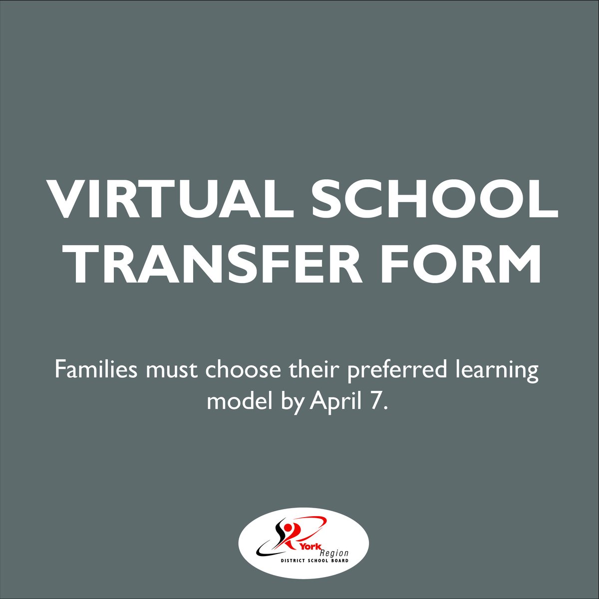 If you would like your child to attend school virtually next school year, today is the last day to fill out the virtual school transfer form. 

If you wish for your child to attend in-person, no action is required. www2.yrdsb.ca/schools-progra…