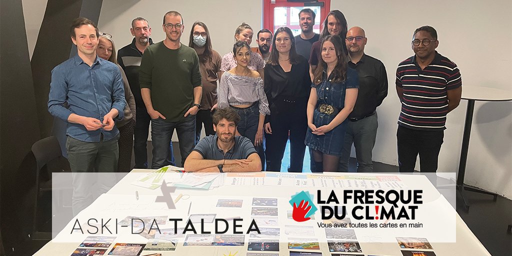 Riche moment d'échanges et de réflexions chez <a href="/askida_taldea/">Aski-da Taldea</a> lors de la @FresqueDuClimat. Merci à @StephKersulec pour cette animation. Mieux prendre conscience des liens de causes à effets du dérèglement climatique et des possibles attitudes des entreprises, aussi. #climat #co2